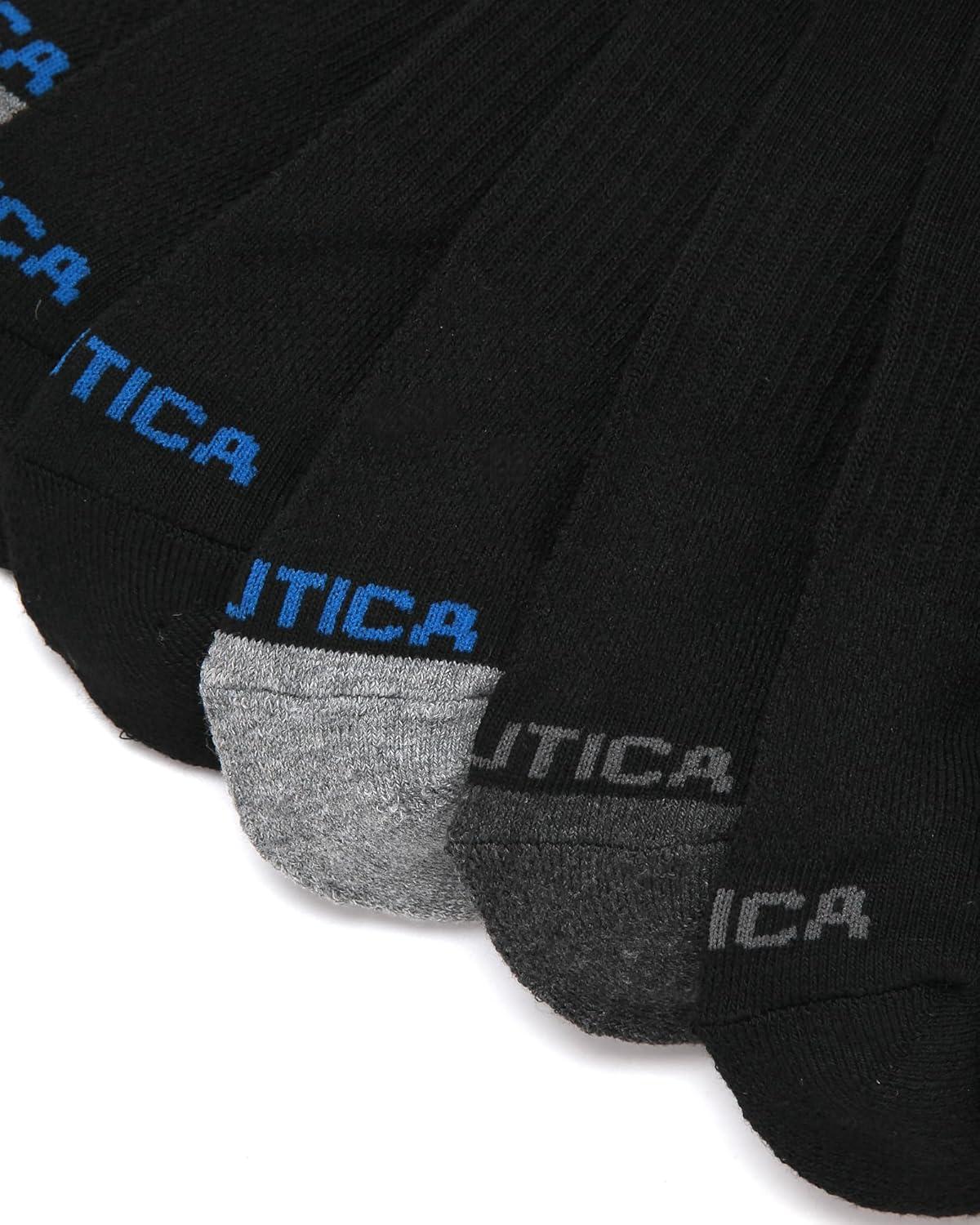 imageNautica Mens Quarter Socks 8 Pack Comfort Stretch Cushioned MoistureWicking Athletic Ankle Socks for Men Sizes 6125All Black