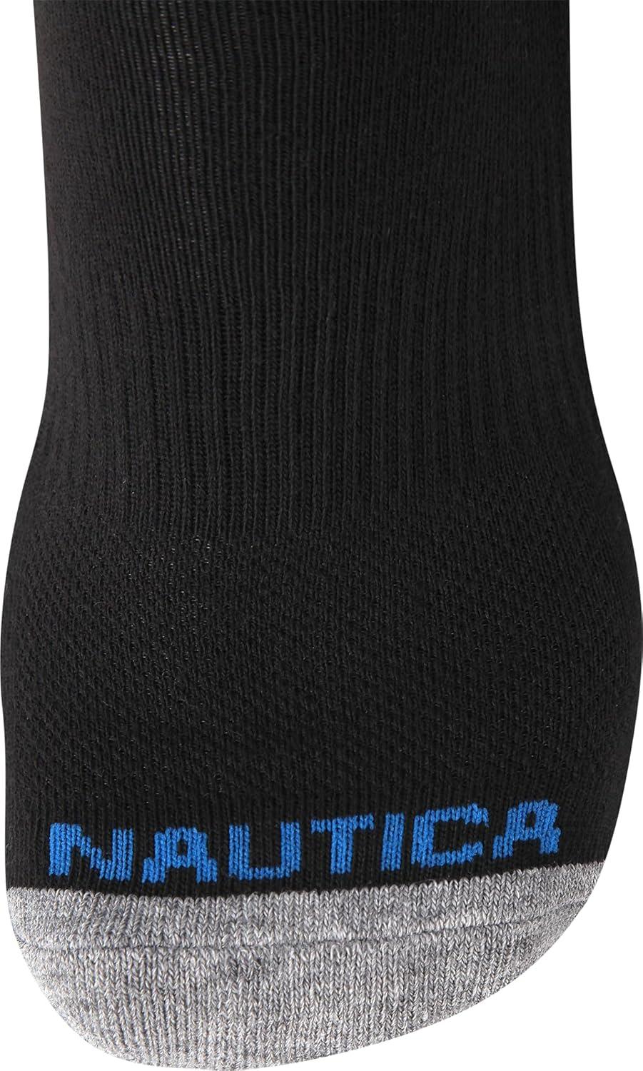 imageNautica Mens Quarter Socks 8 Pack Comfort Stretch Cushioned MoistureWicking Athletic Ankle Socks for Men Sizes 6125All Black