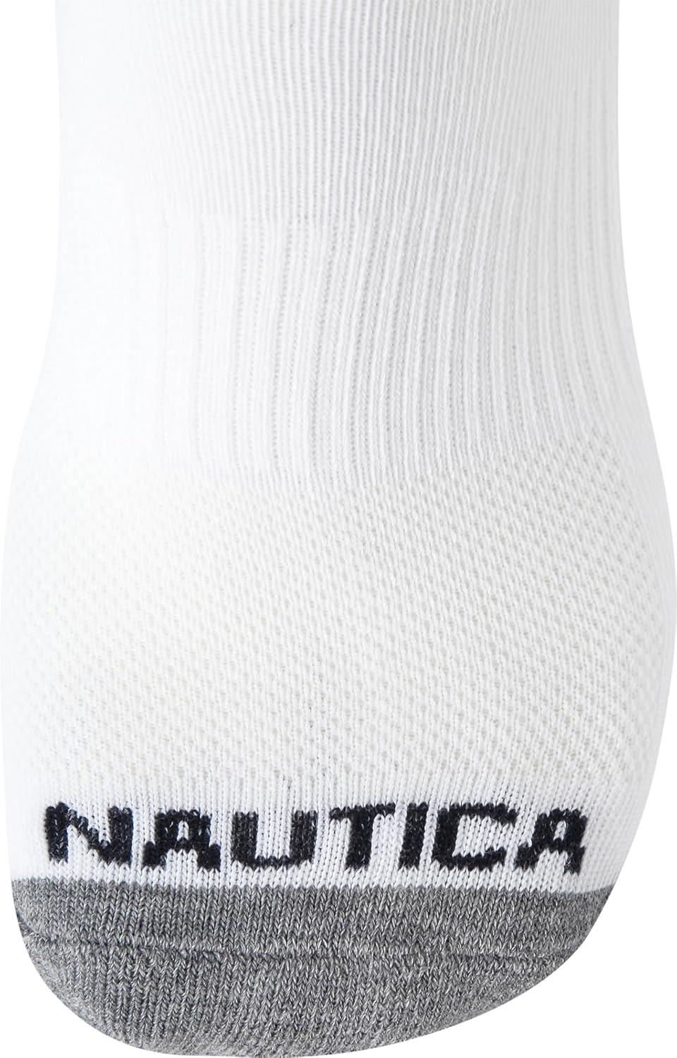 imageNautica Mens Quarter Socks 8 Pack Comfort Stretch Cushioned MoistureWicking Athletic Ankle Socks for Men Sizes 6125All White