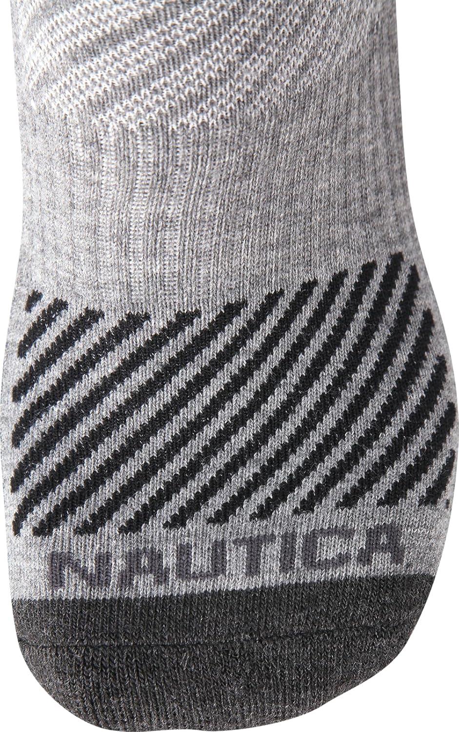 imageNautica Mens Quarter Socks 8 Pack Comfort Stretch Cushioned MoistureWicking Athletic Ankle Socks for Men Sizes 6125BlackGrey