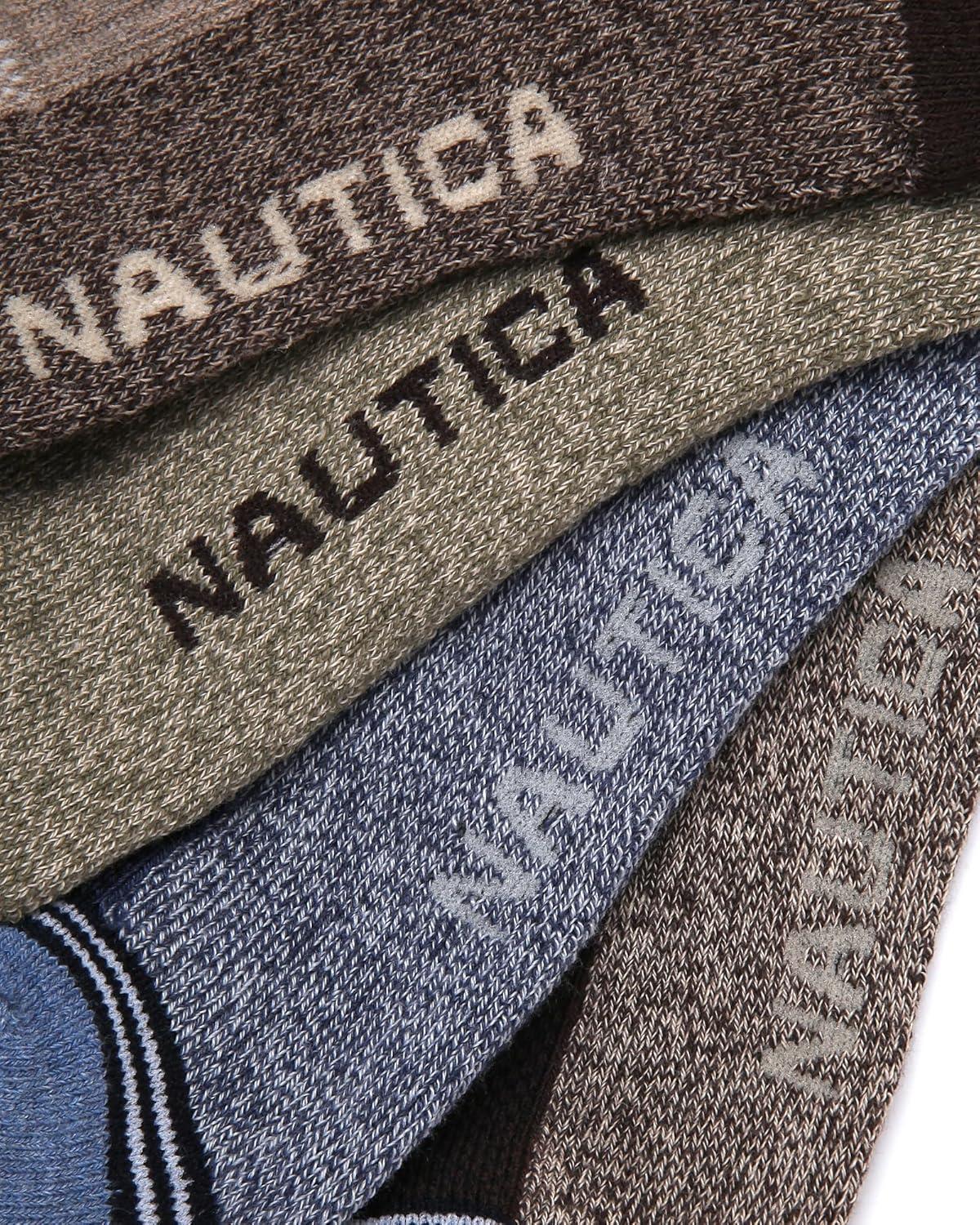 imageNautica Mens Quarter Socks 8 Pack Comfort Stretch Cushioned MoistureWicking Athletic Ankle Socks for Men Sizes 6125Brown Assorted