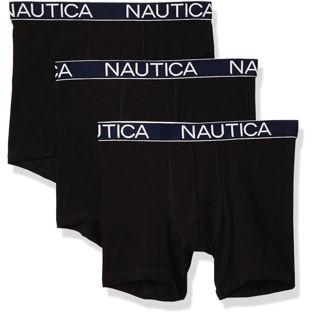 imageNautica Mens 3Pack Classic Cotton Stretch Boxer BriefsBlack