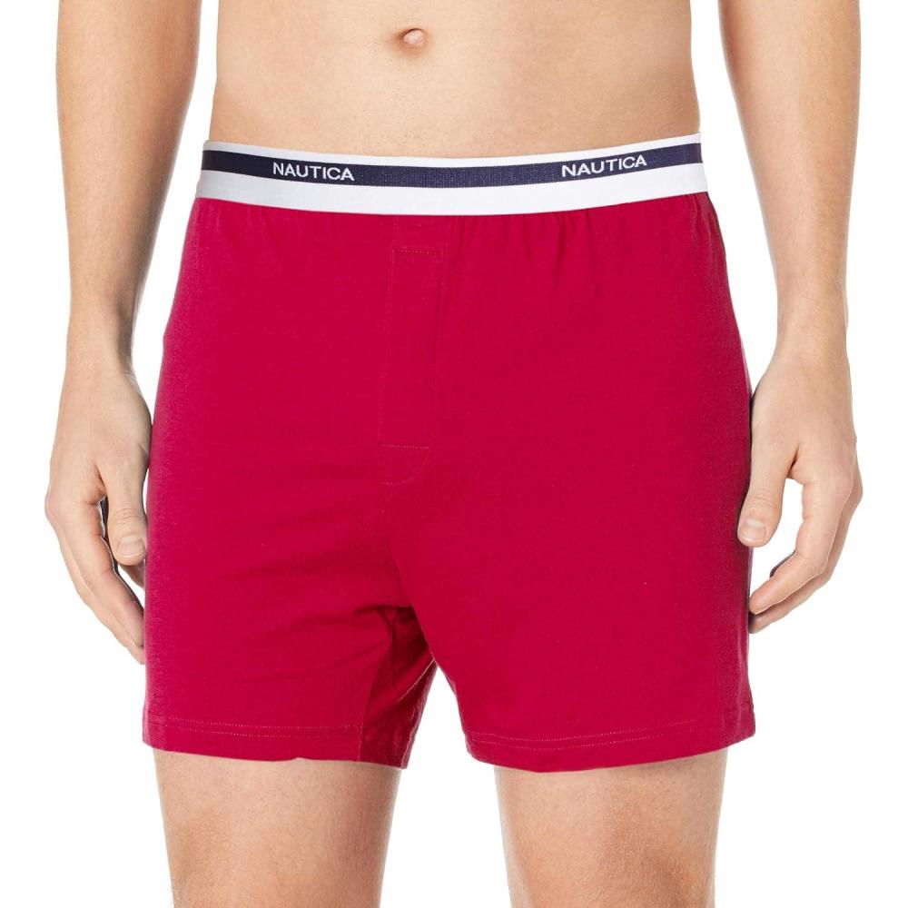 imageNautica Mens Classic Cotton Loose Knit BoxerNautica Red