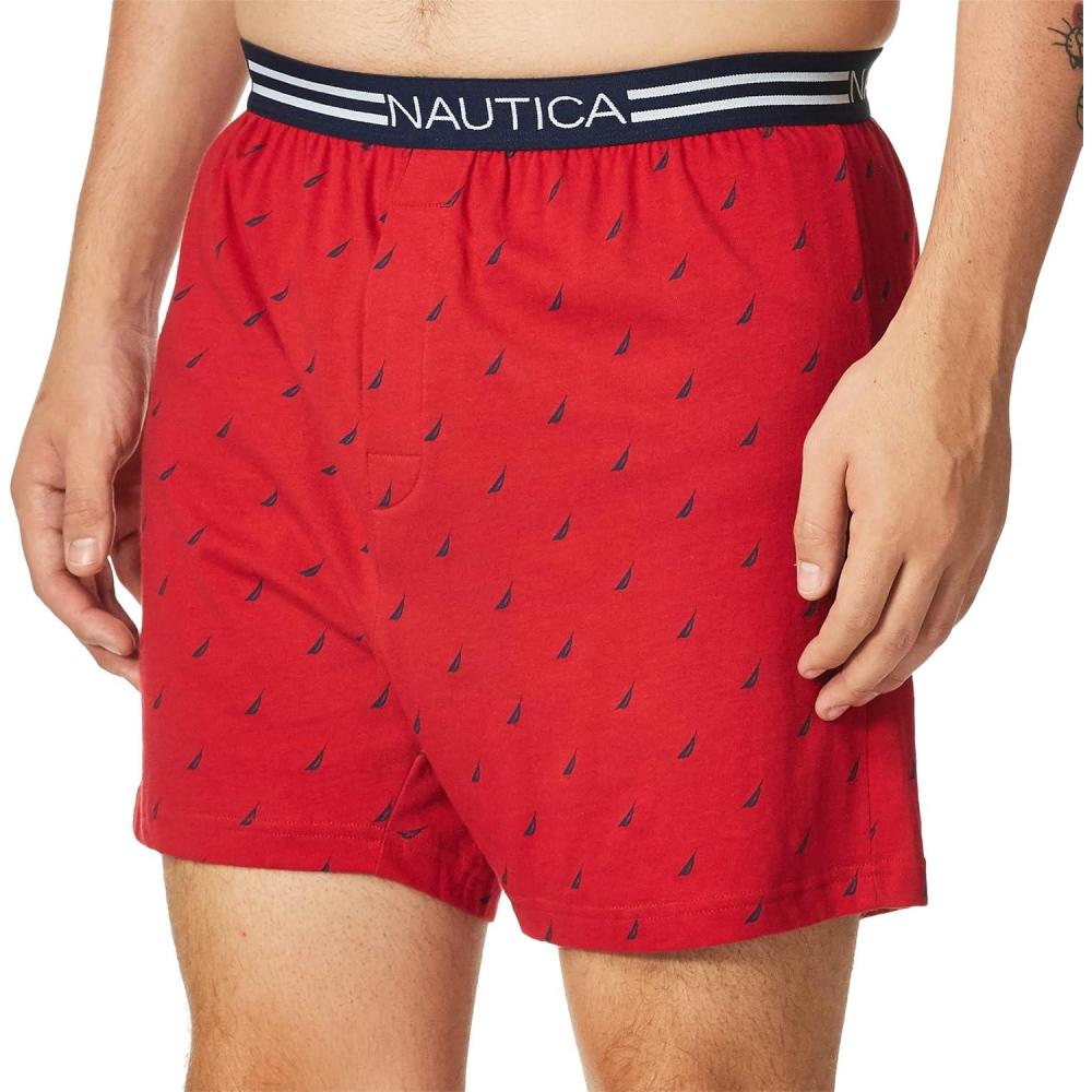 imageNautica Mens Classic Cotton Loose Knit BoxerSailsNautica Red