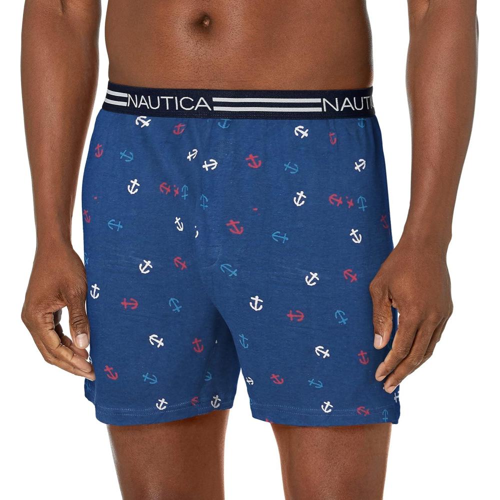 imageNautica Mens Classic Cotton Loose Knit BoxerScribble AnchorUndercurrent