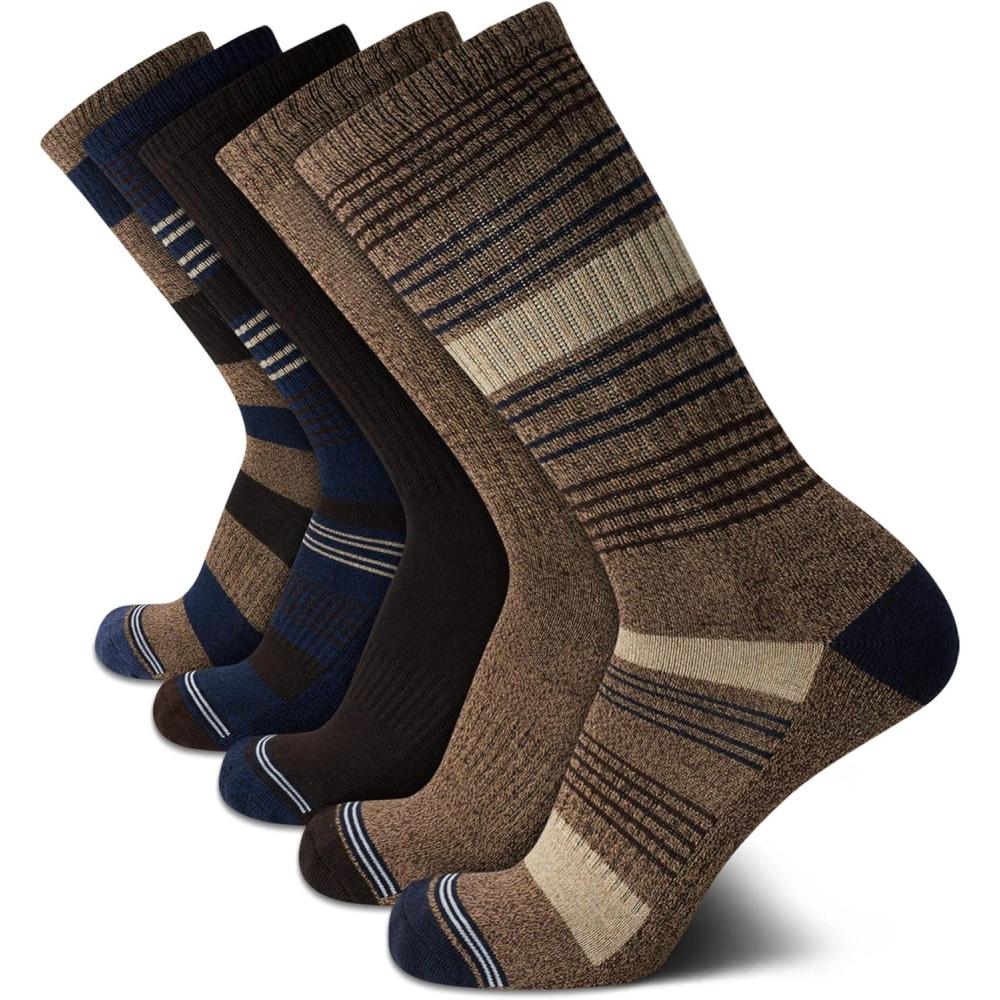 imageNautica Mens Crew Socks 5 Pack Breathable Moisture Wicking Cushioned Athletic Work and Dress Socks for Men Sizes 6125BrownNavy