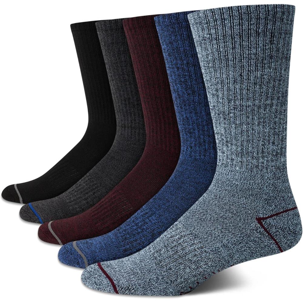 imageNautica Mens Crew Socks  5 Pack Breathable Moisture Wicking Cushioned Athletic Work and Dress Socks for Men Sizes 6125Multi