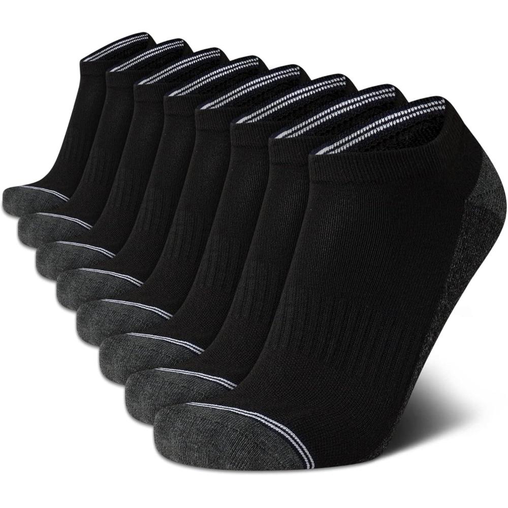 imageNautica Mens Low Cut Socks 8 Pack Soft Stretch Cushioned Athletic Ankle Socks for Men for Sports and Running Size 6125Classic Black