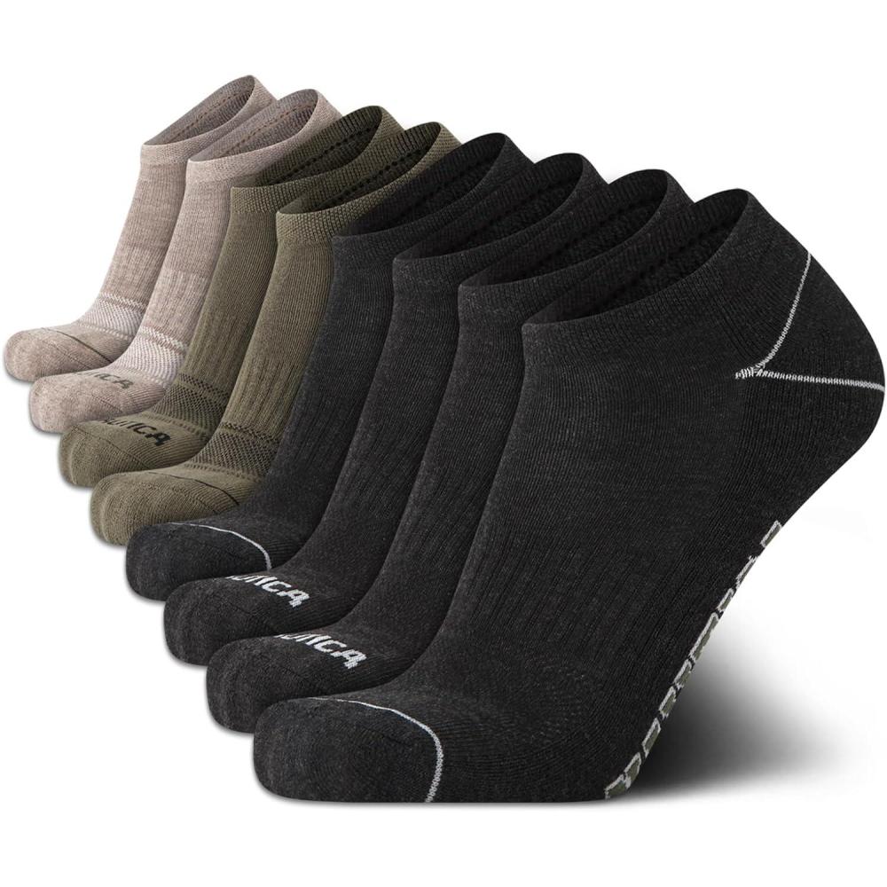 imageNautica Mens Low Cut Socks 8 Pack Soft Stretch Cushioned Athletic Ankle Socks for Men for Sports and Running Size 6125Graphite Heather Asstd