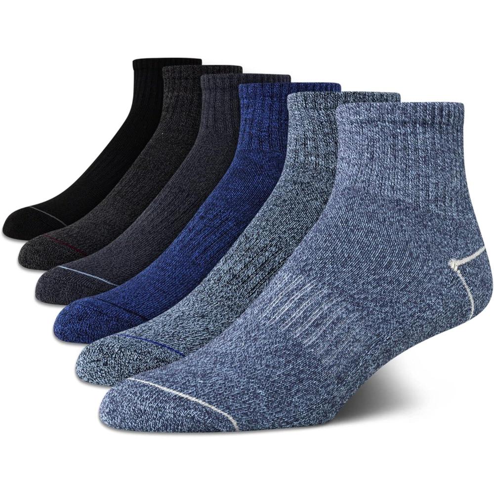 imageNautica Mens Quarter Cushioned Athletic Ankle Socks 6PackNavyBlueGray