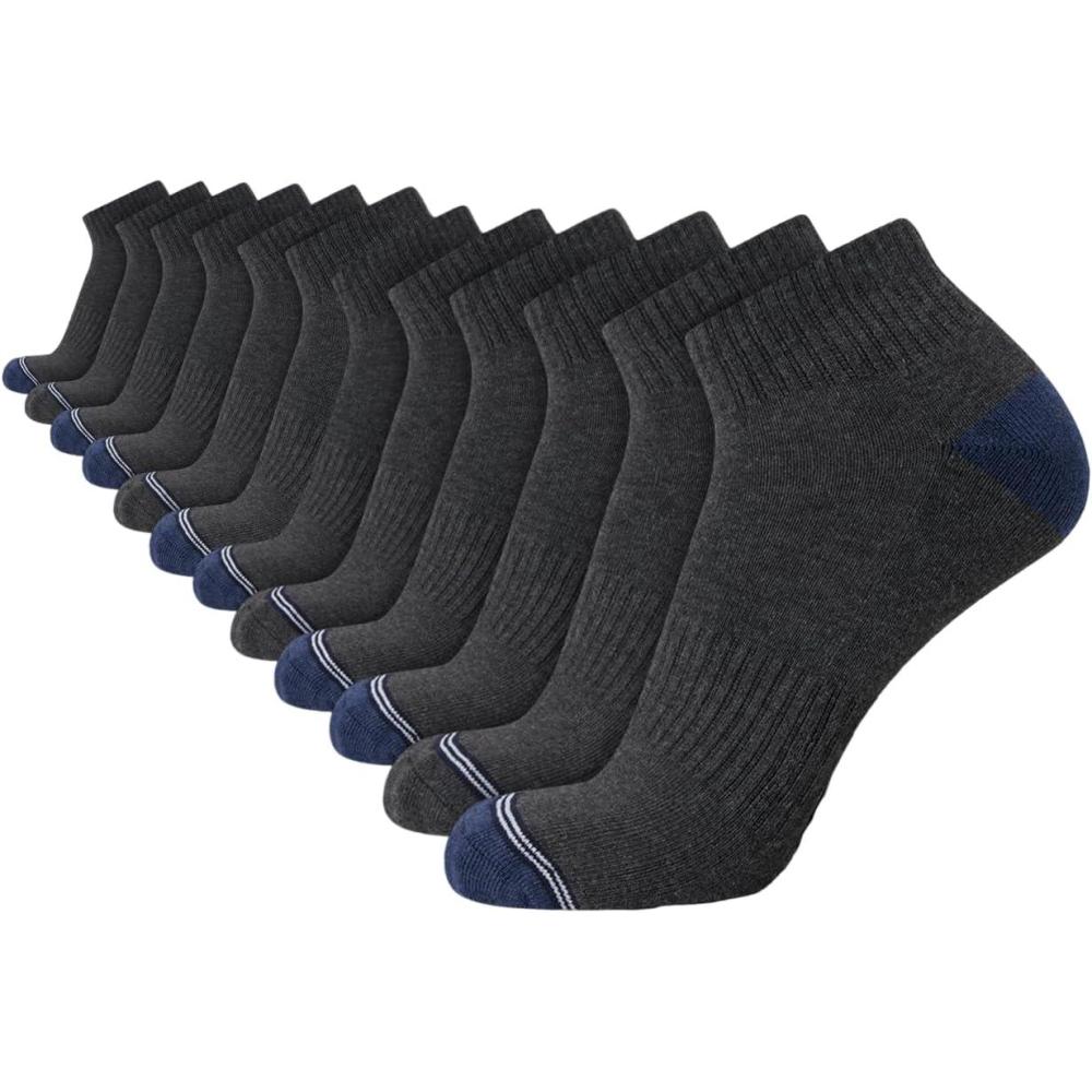imageNautica Mens Quarter Socks 12 Pack Comfort Stretch Cushioned MoistureWicking Athletic Ankle Socks for Men Sizes 6125GreyNavy