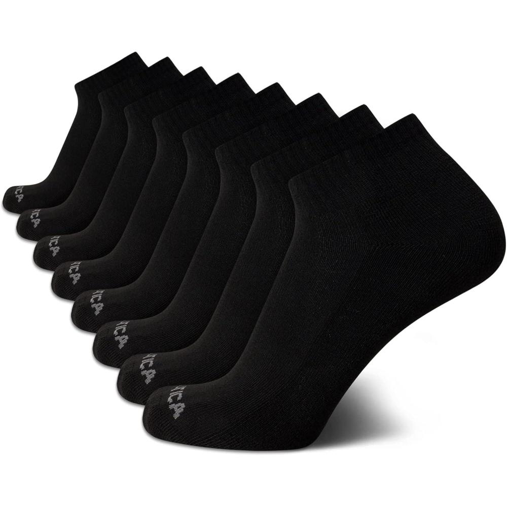 imageNautica Mens Quarter Socks 8 Pack Comfort Stretch Cushioned MoistureWicking Athletic Ankle Socks for Men Sizes 6125Black