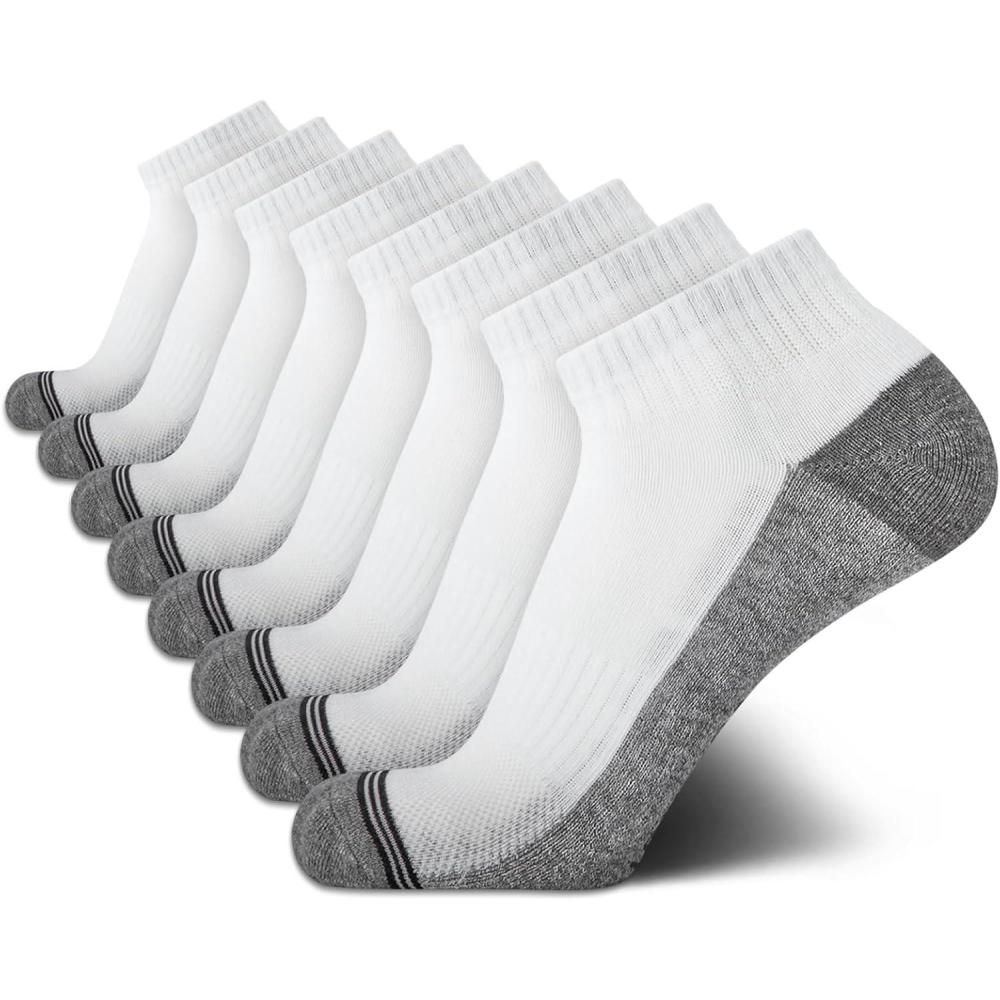 imageNautica Mens Quarter Socks 8 Pack Comfort Stretch Cushioned MoistureWicking Athletic Ankle Socks for Men Sizes 6125Solid White
