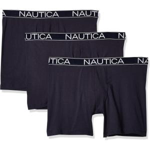 Nautica Men’s 3-Pack Classic Cotton Stretch Boxer Briefs(Peacoat)