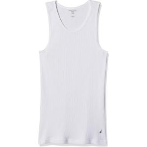 Nautica Men’s 4 Pack Ribbed Cotton Tank Undershirts(White)