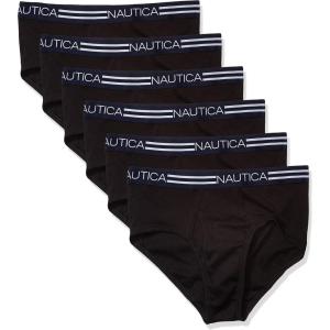 Nautica Men’s 6 Pack Classic Cotton Fly Front Briefs(Black- 6 Pack)