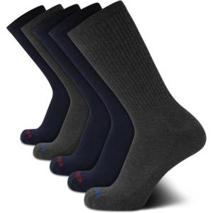 Nautica Mens Athletic Crew Socks – 5 Pack Moisture Wicking Cushioned Athletic Socks for Men with Reinforced Seams (6-12.5)(Blue/Grey)