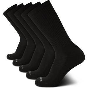 Nautica Mens Athletic Crew Socks – 5 Pack Moisture Wicking Cushioned Athletic Socks for Men with Reinforced Seams (6-12.5)(Pure Black)