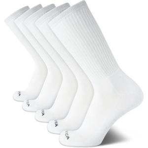 Nautica Mens Athletic Crew Socks – 5 Pack Moisture Wicking Cushioned Athletic Socks for Men with Reinforced Seams (6-12.5)(Pure White)