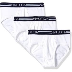 Nautica Men’s Classic Cotton 3-pack Fly Front Briefs(White – 3 Pack)