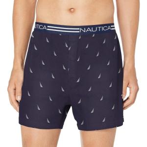 Nautica Men’s Classic Cotton Loose Knit Boxer(Sails/Peacoat Navy)