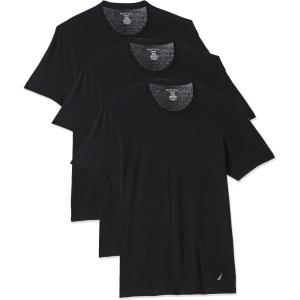 Nautica Mens Cotton Crew Neck 3-Pack T-Shirts(Black New)
