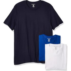 Nautica Mens Cotton Crew Neck 3-Pack T-Shirts(Peacoat/Cobalt/White)