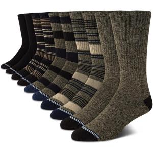 Nautica Mens Crew Socks – 10 Pack Breathable Moisture Wicking Cushioned Athletic Work and Dress Socks for Men (Sizes: 6-12.5)(Brownnavy)
