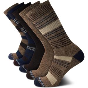 Nautica Mens Crew Socks – 5 Pack Breathable Moisture Wicking Cushioned Athletic Work and Dress Socks for Men (Sizes: 6-12.5)(Brown/Navy)