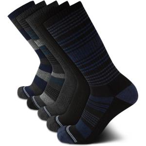 Nautica Mens Crew Socks – 5 Pack Breathable Moisture Wicking Cushioned Athletic Work and Dress Socks for Men (Sizes: 6-12.5)(Grey/Black Stripes)