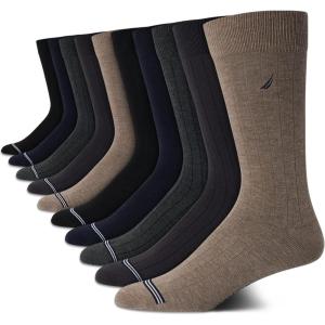 Nautica Mens Dress Socks – 10 Pack Breathable Stretch Crew Socks for Men for Work Business and Formal Wear (Sizes: 6-12.5)(Assorted Rib)