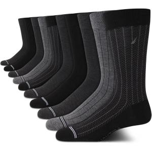 Nautica Mens Dress Socks – 10 Pack Breathable Stretch Crew Socks for Men for Work Business and Formal Wear (Sizes: 6-12.5)(Black/Grey)