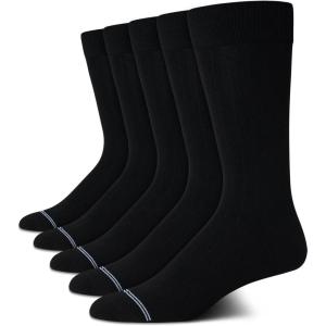 Nautica Mens Dress Socks – 5 Pack Breathable Comfort Stretch Crew-Length Work Socks for Men for Business Formal Wear (6-12.5)(All Black)