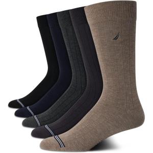 Nautica Mens Dress Socks – 5 Pack Breathable Comfort Stretch Crew-Length Work Socks for Men for Business Formal Wear (6-12.5)(Assorted Rib)