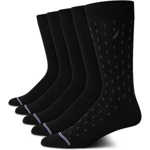 Nautica Mens Dress Socks – 5 Pack Breathable Comfort Stretch Crew-Length Work Socks for Men for Business Formal Wear (6-12.5)(Black Linear Fade)