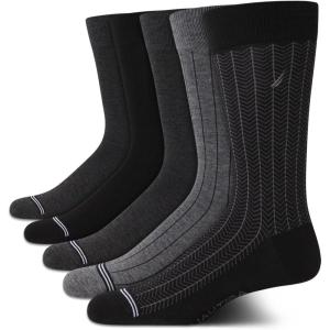 Nautica Mens Dress Socks – 5 Pack Breathable Comfort Stretch Crew-Length Work Socks for Men for Business Formal Wear (6-12.5)(Black/Grey)