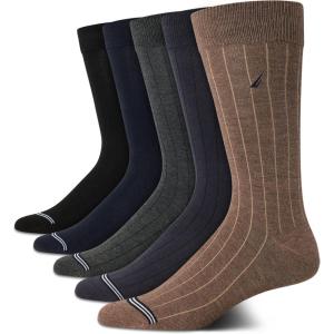 Nautica Mens Dress Socks – 5 Pack Breathable Comfort Stretch Crew-Length Work Socks for Men for Business Formal Wear (6-12.5)(Brown/Blue Assorted)