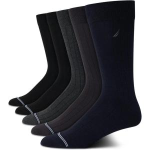 Nautica Mens Dress Socks – 5 Pack Breathable Comfort Stretch Crew-Length Work Socks for Men for Business Formal Wear (6-12.5)(Dark Assorted)