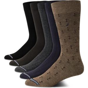 Nautica Mens Dress Socks – 5 Pack Breathable Comfort Stretch Crew-Length Work Socks for Men for Business Formal Wear (6-12.5)(Khaki/Navy/Black)