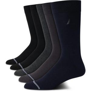 Nautica Mens Dress Socks – 5 Pack Breathable Comfort Stretch Crew-Length Work Socks for Men for Business Formal Wear (6-12.5)(Navy Assortment)