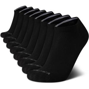Nautica Mens Low Cut Socks – 8 Pack Soft Stretch Cushioned Athletic Ankle Socks for Men for Sports and Running (Size 6-12.5)(Black)