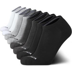 Nautica Mens Low Cut Socks – 8 Pack Soft Stretch Cushioned Athletic Ankle Socks for Men for Sports and Running (Size 6-12.5)(Black/Gray/White)