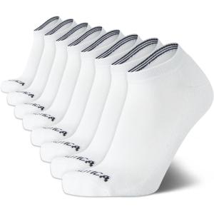 Nautica Mens Low Cut Socks – 8 Pack Soft Stretch Cushioned Athletic Ankle Socks for Men for Sports and Running (Size 6-12.5)(White)