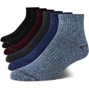Nautica Men’s Quarter Cushioned Athletic Ankle Socks (6-Pack)(Blue/Burgundy/Black)
