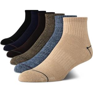 Nautica Men’s Quarter Cushioned Athletic Ankle Socks (6-Pack)(Brown/Navy/Black)