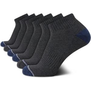 Nautica Men’s Quarter Cushioned Athletic Ankle Socks (6-Pack)(Grey/Navy)