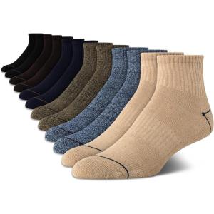 Nautica Mens Quarter Socks – 12 Pack Comfort Stretch Cushioned Moisture-Wicking Athletic Ankle Socks for Men (Sizes: 6-12.5)(Brown/Navy/Black)