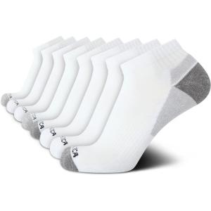 Nautica Mens Quarter Socks – 8 Pack Comfort Stretch Cushioned Moisture-Wicking Athletic Ankle Socks for Men (Sizes: 6-12.5)(All White)