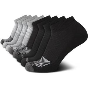 Nautica Mens Quarter Socks – 8 Pack Comfort Stretch Cushioned Moisture-Wicking Athletic Ankle Socks for Men (Sizes: 6-12.5)(Black/Grey)