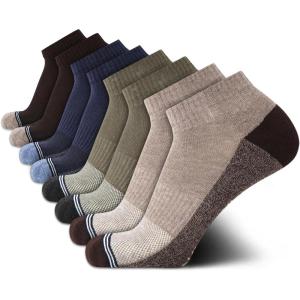 Nautica Mens Quarter Socks – 8 Pack Comfort Stretch Cushioned Moisture-Wicking Athletic Ankle Socks for Men (Sizes: 6-12.5)(Brown Assorted)